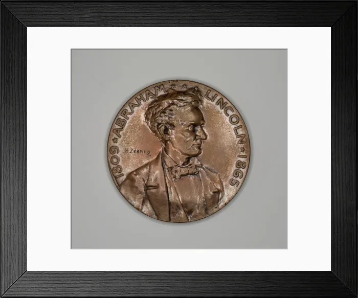 Framed Print : Three Medals Depicting Lincoln, 1865 / 94. Creator: Unknown Framed Print : Three Medals Depicting Lincoln, 1865 / 94. Creator: Unknown
