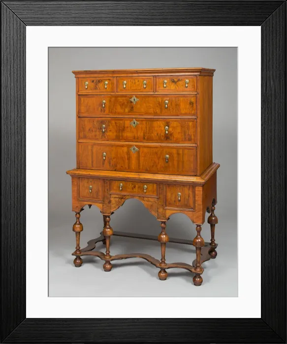 Framed Print : High Chest of Drawers, 1700 / 30. Creator: Unknown Framed Print : High Chest of Drawers, 1700 / 30. Creator: Unknown