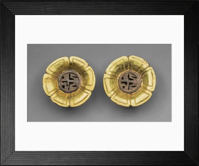 Framed Print : Flower-Shaped Ear Ornaments, 1400 / 1500. Creator: Unknown Framed Print : Flower-Shaped Ear Ornaments, 1400 / 1500. Creator: Unknown