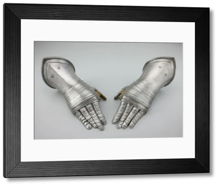 Framed Print : Pair of Fingered Gauntlets, Milan, c. 1580 / 1600. Creator: Unknown Framed Print : Pair of Fingered Gauntlets, Milan, c. 1580 / 1600. Creator: Unknown