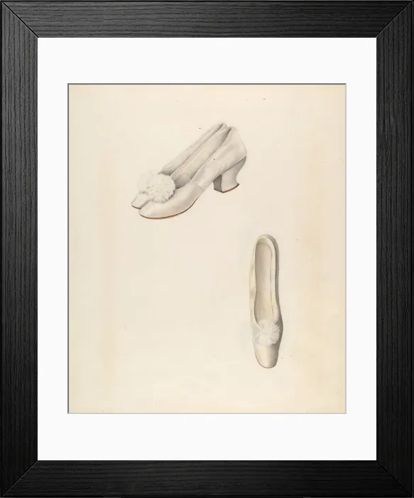 Framed Print : Womans Slippers, c. 1937. Creator: Ray Price