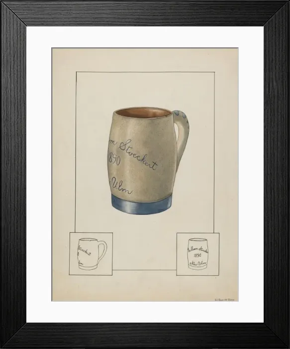 Framed Print : Earthenware Beer Mug, c. 1938. Creator: Wilbur M Rice Framed Print : Earthenware Beer Mug, c. 1938. Creator: Wilbur M Rice