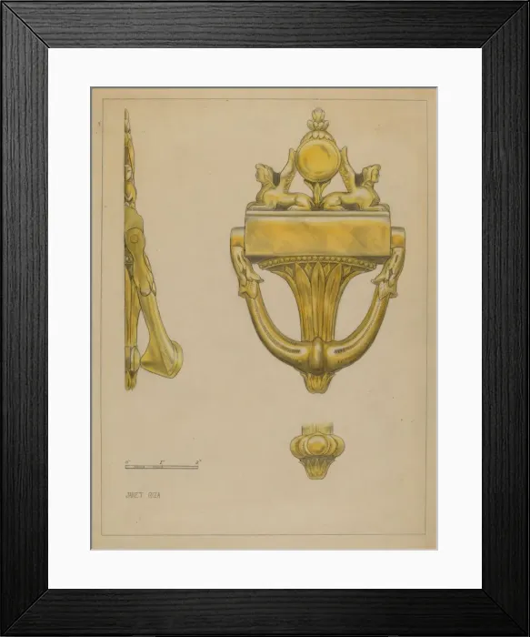 Framed Print : Door Knocker, c. 1936. Creator: Janet Riza Framed Print : Door Knocker, c. 1936. Creator: Janet Riza