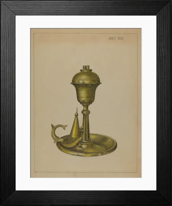 Framed Print : Sperm Oil Lamp, c. 1936. Creator: Janet Riza Framed Print : Sperm Oil Lamp, c. 1936. Creator: Janet Riza