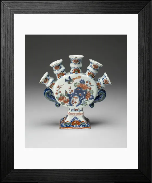 Framed Print : Flower Vase (one of a pair), Delft, c. 1700 / 22. Creator: De Griekesche A Framed Print : Flower Vase (one of a pair), Delft, c. 1700 / 22. Creator: De Griekesche A