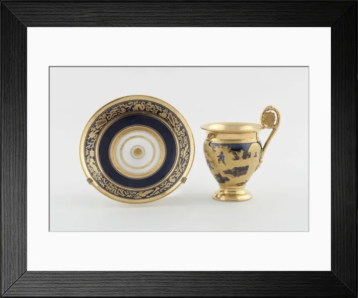 Framed Print : Cup and Saucer, Paris, c. 1820. Creator: Denuelle Porcelain Manufactory Framed Print : Cup and Saucer, Paris, c. 1820. Creator: Denuelle Porcelain Manufactory
