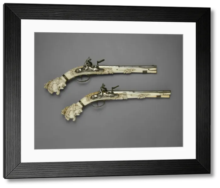 Framed Print : Pair of Flintlock Pistols, Mstricht, 1660 / 70. Creator: Unknown Framed Print : Pair of Flintlock Pistols, Mstricht, 1660 / 70. Creator: Unknown