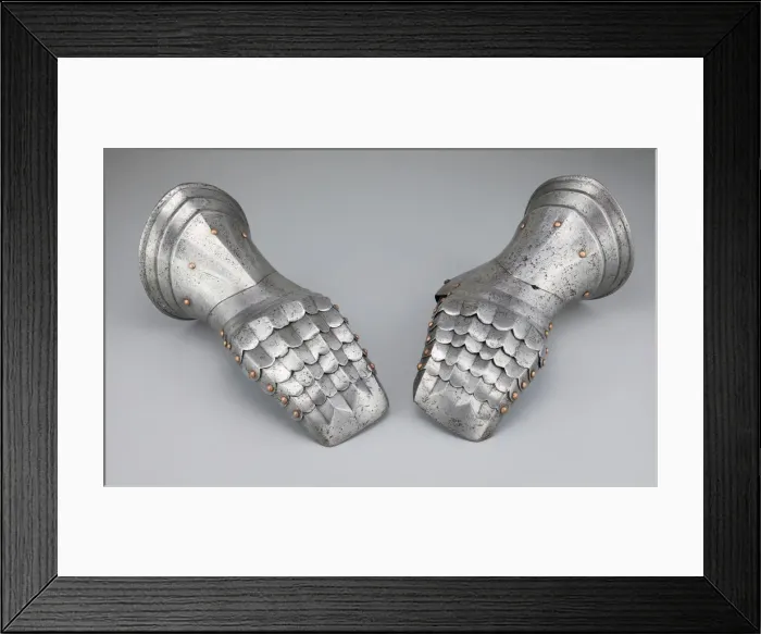 Framed Print : Pair of Mitten Gauntlets, Flanders, c. 1500 / 20. Creator: Unknown Framed Print : Pair of Mitten Gauntlets, Flanders, c. 1500 / 20. Creator: Unknown