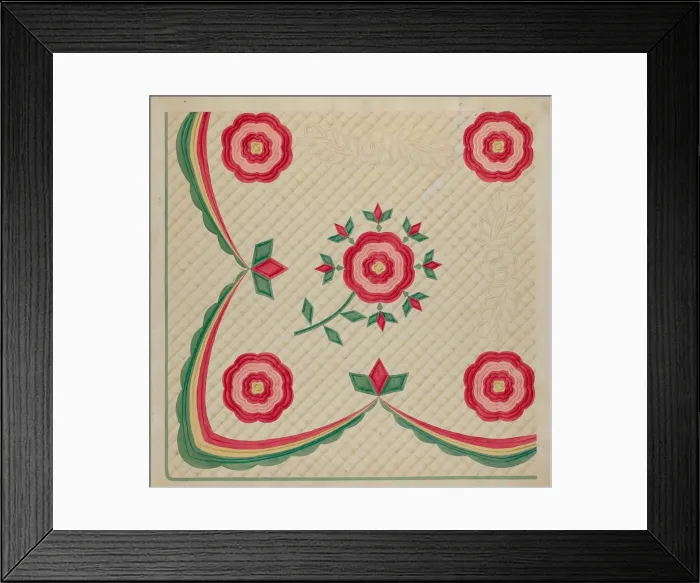 Framed Print : Applique Quilt, c. 1936. Creator: Dorothy Posten Framed Print : Applique Quilt, c. 1936. Creator: Dorothy Posten