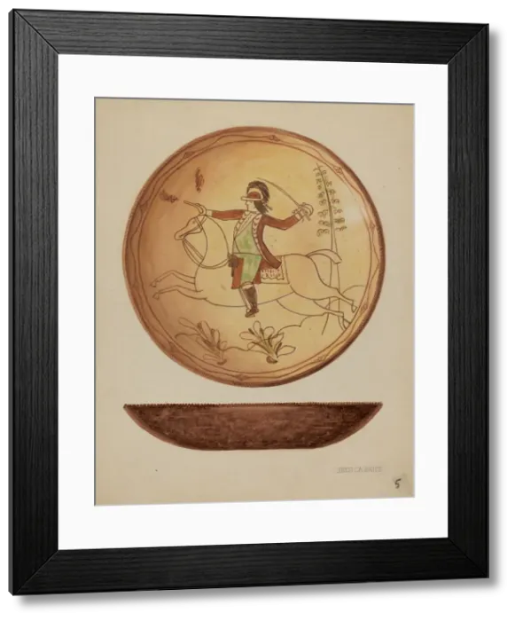 Framed Print : Pa. German Pie Plate, c. 1937. Creator: Jessica Price Framed Print : Pa. German Pie Plate, c. 1937. Creator: Jessica Price