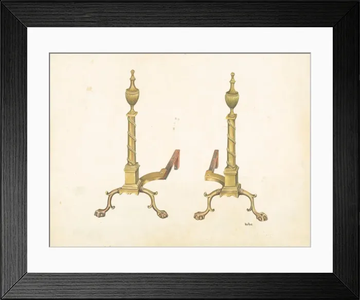 Framed Print : Andirons, c. 1938. Creator: Ray Price Framed Print : Andirons, c. 1938. Creator: Ray Price