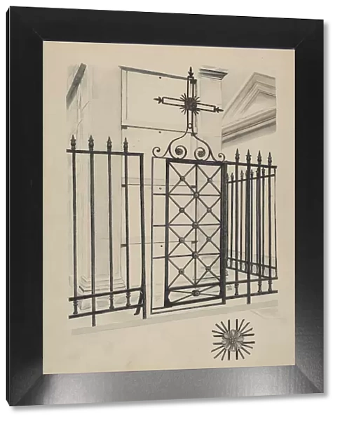 Iron Gate and Fence, c. 1936. Creator: Ray Price