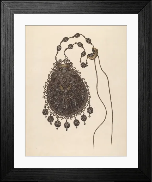 Framed Print : Beaded Handbag, c. 1938. Creator: Ray Price Framed Print : Beaded Handbag, c. 1938. Creator: Ray Price