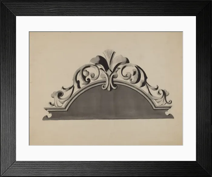 Framed Print : Half-canopy Carved Bed, c. 1936. Creator: Dorothy Posten Framed Print : Half-canopy Carved Bed, c. 1936. Creator: Dorothy Posten