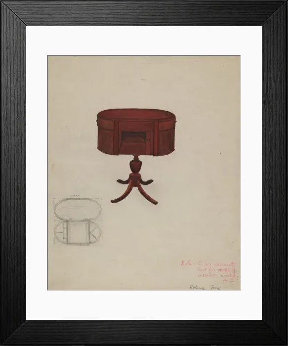 Framed Print : Duncan Phyfe Sewing Cabinet, c. 1940. Creator: Edna C. Rex Framed Print : Duncan Phyfe Sewing Cabinet, c. 1940. Creator: Edna C. Rex