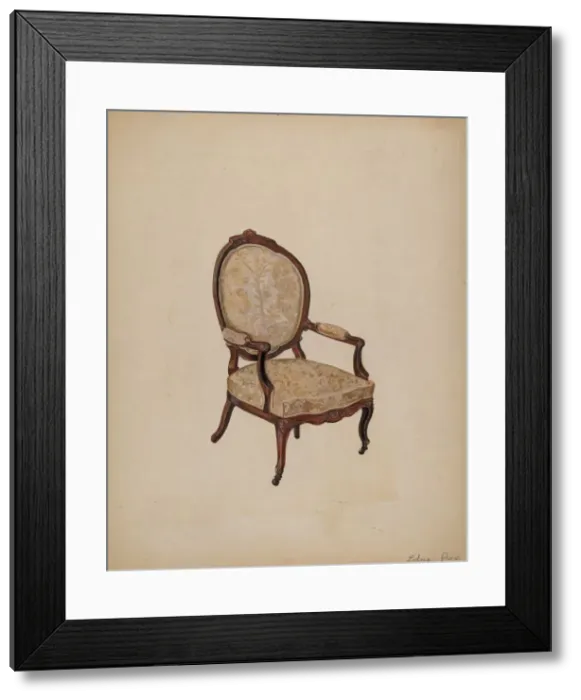 Framed Print : Armchair, c. 1937. Creator: Edna C. Rex Framed Print : Armchair, c. 1937. Creator: Edna C. Rex