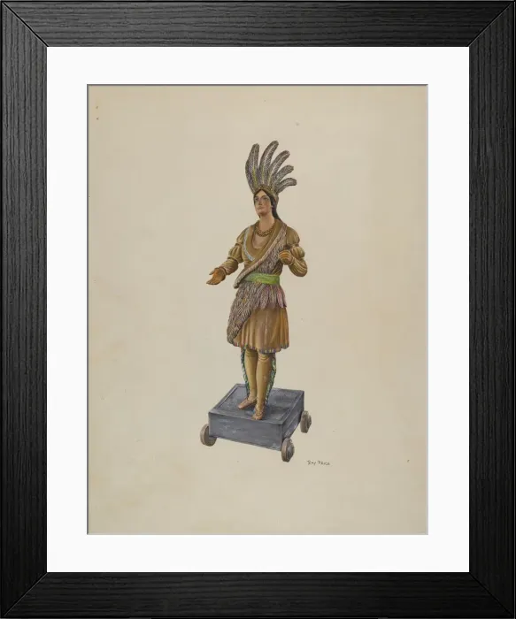 Framed Print : Cigar Store Indian, c. 1937. Creator: Ray Price Framed Print : Cigar Store Indian, c. 1937. Creator: Ray Price