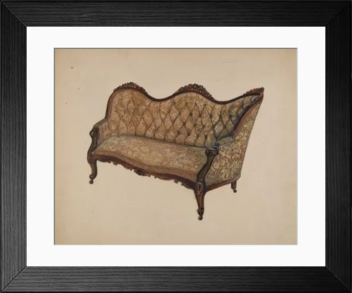 Framed Print : Settee - Sofa, c. 1937. Creator: Edna C. Rex Framed Print : Settee - Sofa, c. 1937. Creator: Edna C. Rex