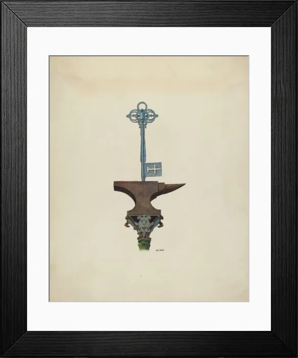 Framed Print : Decorative Ironwork & Locksmith Sign, c. 1939. Creator: Ray Price Framed Print : Decorative Ironwork & Locksmith Sign, c. 1939. Creator: Ray Price