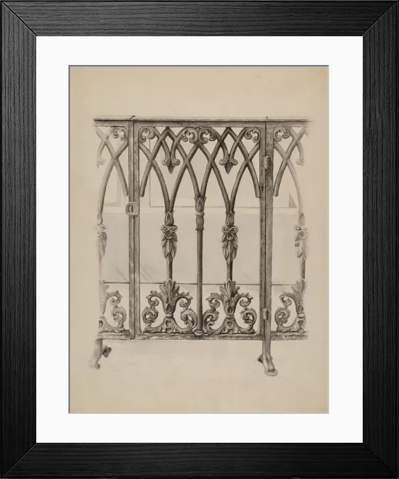 Framed Print : Cast Iron Gate Railing, c. 1936. Creator: Ray Price Framed Print : Cast Iron Gate Railing, c. 1936. Creator: Ray Price