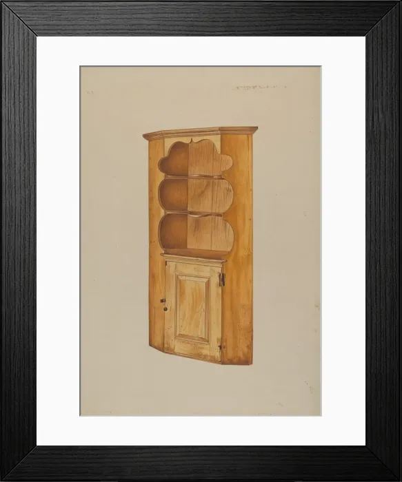 Framed Print : Corner Cupboard, c. 1938. Creator: Michael Riccitelli Framed Print : Corner Cupboard, c. 1938. Creator: Michael Riccitelli