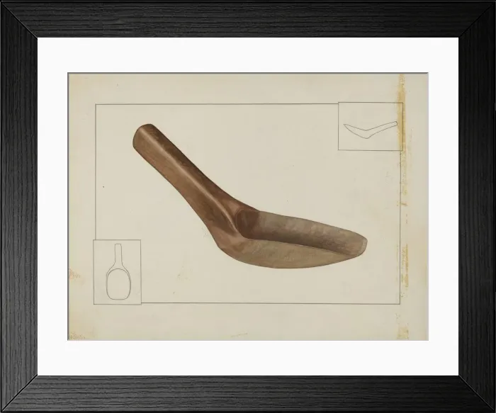 Framed Print : Square Wooden Spoon, c. 1937. Creator: Wilbur M Rice Framed Print : Square Wooden Spoon, c. 1937. Creator: Wilbur M Rice