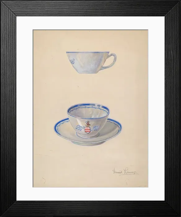 Framed Print : Teacup and Saucer, c. 1939. Creator: David Ramage Framed Print : Teacup and Saucer, c. 1939. Creator: David Ramage
