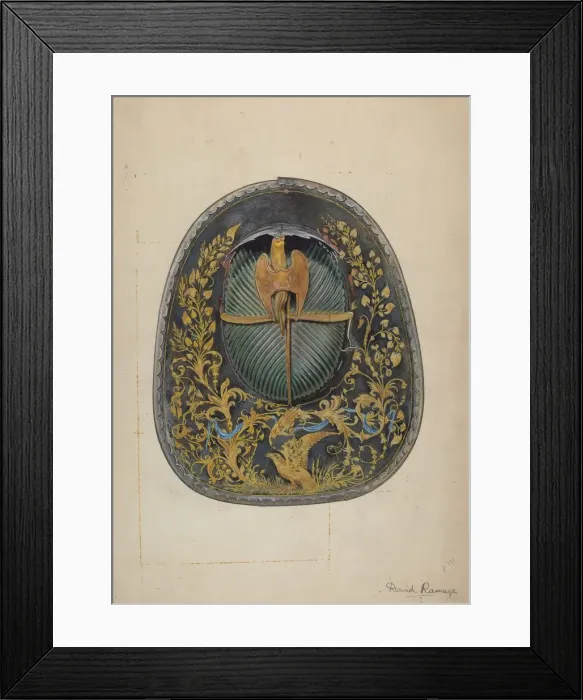 Framed Print : Firemans Helmet, c. 1939. Creator: David Ramage Framed Print : Firemans Helmet, c. 1939. Creator: David Ramage