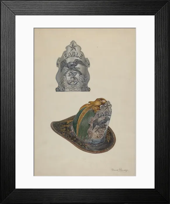 Framed Print : Firemans Helmet, c. 1939. Creator: David Ramage Framed Print : Firemans Helmet, c. 1939. Creator: David Ramage
