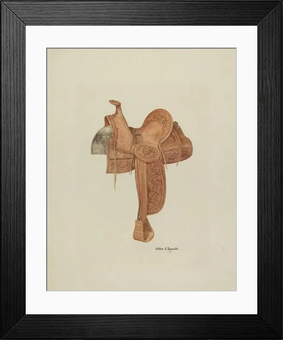 Framed Print : Spanish Southwest Saddle, c. 1939. Creator: Arthur P. Reynolds Framed Print : Spanish Southwest Saddle, c. 1939. Creator: Arthur P. Reynolds