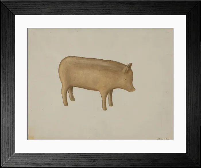 Framed Print : Wooden Pig, 1935 / 1942. Creator: Wilbur M Rice Framed Print : Wooden Pig, 1935 / 1942. Creator: Wilbur M Rice