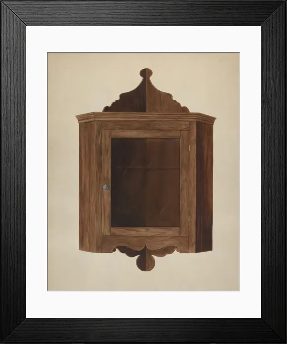 Framed Print : Hanging Corner Cupboard, c. 1938. Creator: Wilbur M Rice Framed Print : Hanging Corner Cupboard, c. 1938. Creator: Wilbur M Rice