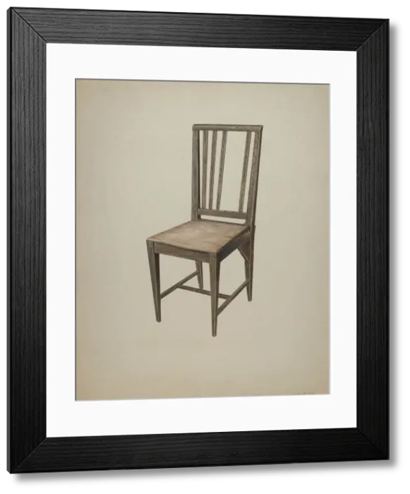 Framed Print : Wooden Straight Chair, c. 1938. Creator: Wilbur M Rice Framed Print : Wooden Straight Chair, c. 1938. Creator: Wilbur M Rice