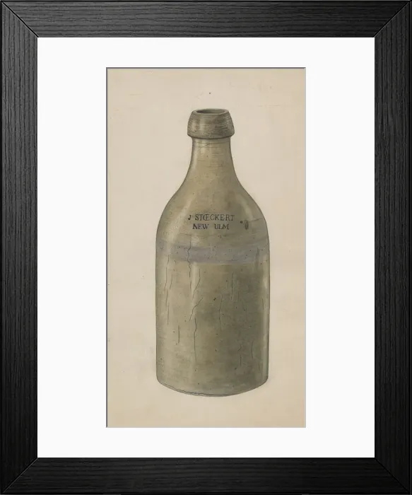 Framed Print : Stoneware Beer Bottle, c. 1938. Creator: Wilbur M Rice Framed Print : Stoneware Beer Bottle, c. 1938. Creator: Wilbur M Rice