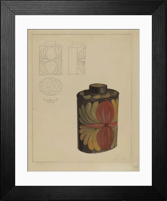 Framed Print : Toleware Tea Caddy, 1935  /  1942. Creator: Janet Riza