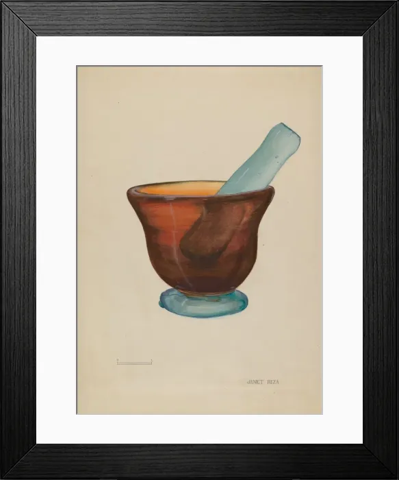 Framed Print : Mortar and Pestle, 1935 / 1942. Creator: Janet Riza Framed Print : Mortar and Pestle, 1935 / 1942. Creator: Janet Riza