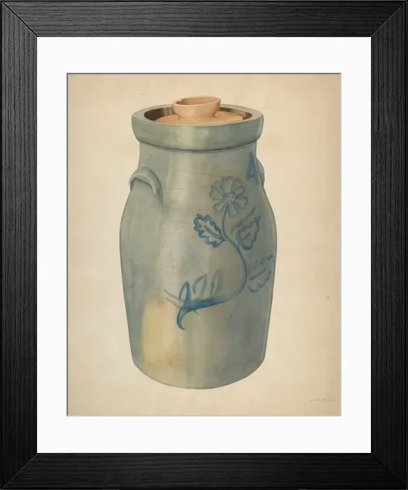 Framed Print : Earthenware Butter Churn, c. 1938. Creator: Wilbur M Rice Framed Print : Earthenware Butter Churn, c. 1938. Creator: Wilbur M Rice