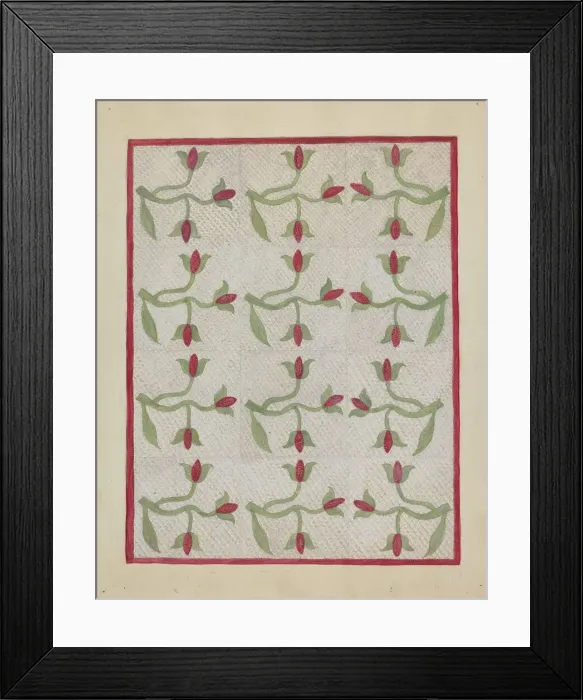 Framed Print : Tulip Pattern Quilt, c. 1937. Creator: Mabel Ritter Framed Print : Tulip Pattern Quilt, c. 1937. Creator: Mabel Ritter