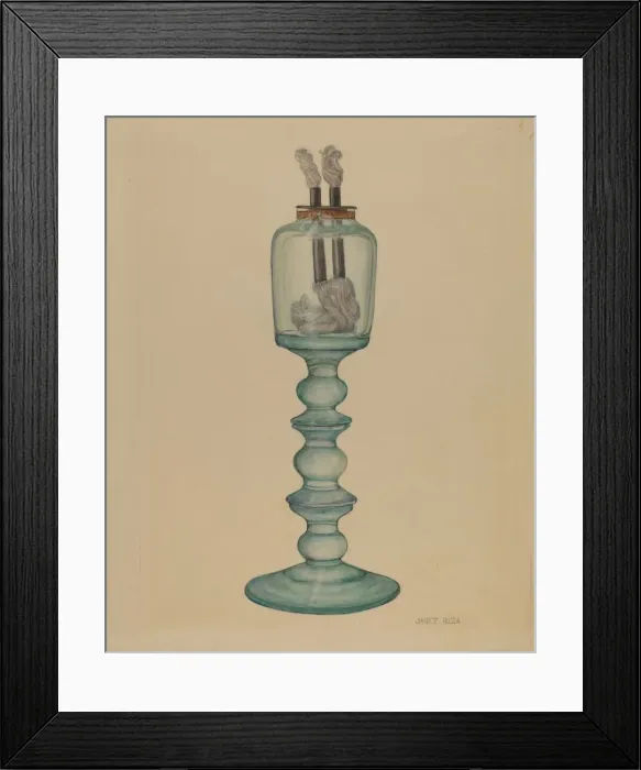 Framed Print : Whale Oil Lamp, c. 1940. Creator: Janet Riza Framed Print : Whale Oil Lamp, c. 1940. Creator: Janet Riza