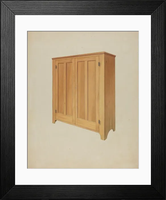 Framed Print : Shaker Cabinet, c. 1937. Creator: Winslow Rich Framed Print : Shaker Cabinet, c. 1937. Creator: Winslow Rich