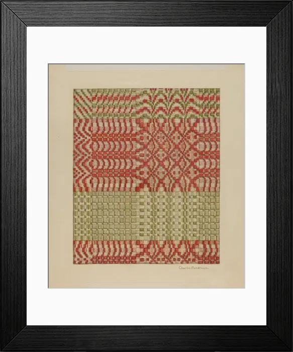 Framed Print : Woven Coverlet, 1935 / 1942. Creator: Charles Roadman Framed Print : Woven Coverlet, 1935 / 1942. Creator: Charles Roadman