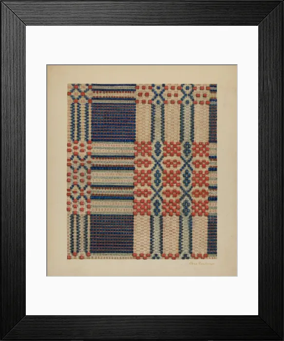 Framed Print : Coverlet, c. 1940. Creator: Charles Roadman Framed Print : Coverlet, c. 1940. Creator: Charles Roadman