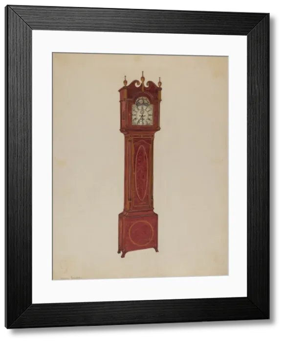 Framed Print : Clock, Tall, 1935 / 1942. Creator: Virginia Richards Framed Print : Clock, Tall, 1935 / 1942. Creator: Virginia Richards