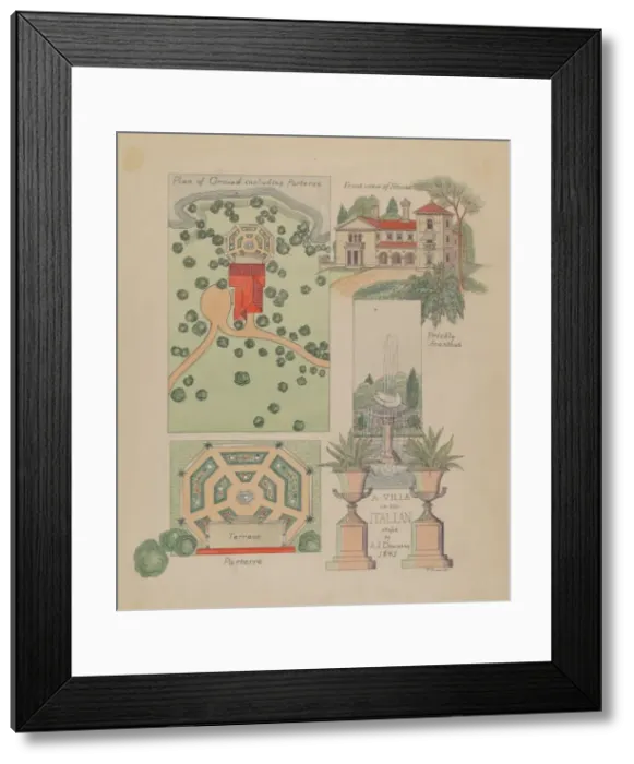 Framed Print : Italian Villa Design, c. 1936. Creator: Virginia Richards Framed Print : Italian Villa Design, c. 1936. Creator: Virginia Richards