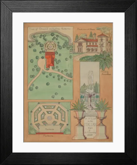 Framed Print : Italian Style Villa, c. 1936. Creator: Virginia Richards Framed Print : Italian Style Villa, c. 1936. Creator: Virginia Richards