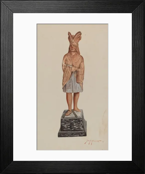 Framed Print : Cigar Store Indian, 1941. Creator: Sydney Roberts Framed Print : Cigar Store Indian, 1941. Creator: Sydney Roberts