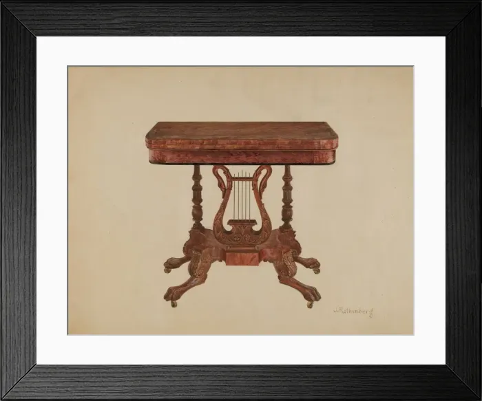 Framed Print : Table (Lyre Pedestal), 1936. Creator: Joseph Rothenberg Framed Print : Table (Lyre Pedestal), 1936. Creator: Joseph Rothenberg