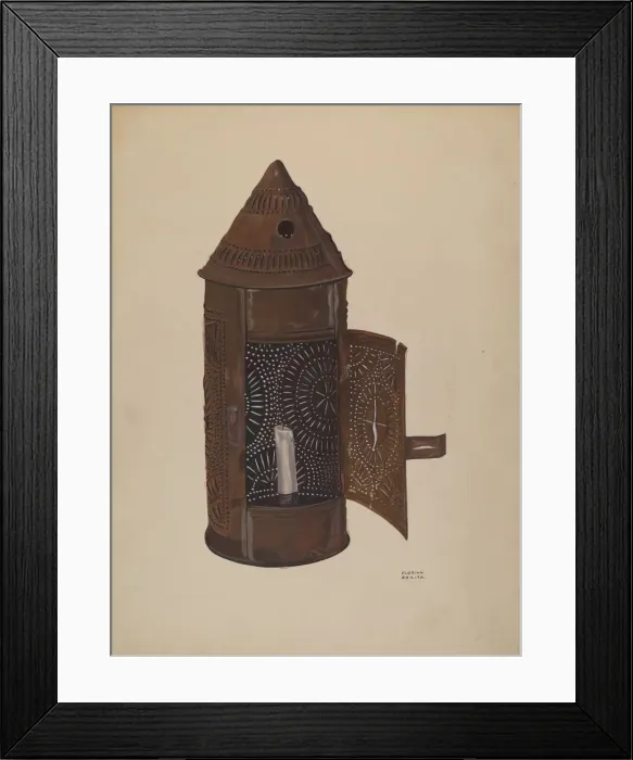 Framed Print : Pierced Iron Lantern, c. 1936. Creator: Florian Rokita Framed Print : Pierced Iron Lantern, c. 1936. Creator: Florian Rokita