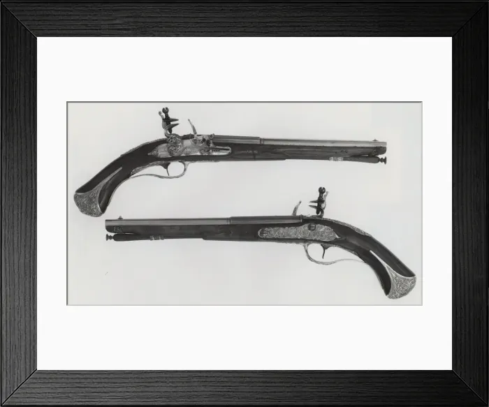 Framed Print : Pair of Flintlock Pistols, Brescia, 18th century. Creators: Lazzarino Cominazzo Framed Print : Pair of Flintlock Pistols, Brescia, 18th century. Creators: Lazzarino Cominazzo