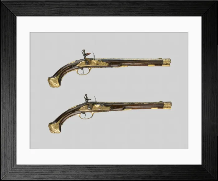 Framed Print : Pair of Flintlock Holster Pistols, Liege, c. 1700 / 10. Creator: Unknown Framed Print : Pair of Flintlock Holster Pistols, Liege, c. 1700 / 10. Creator: Unknown